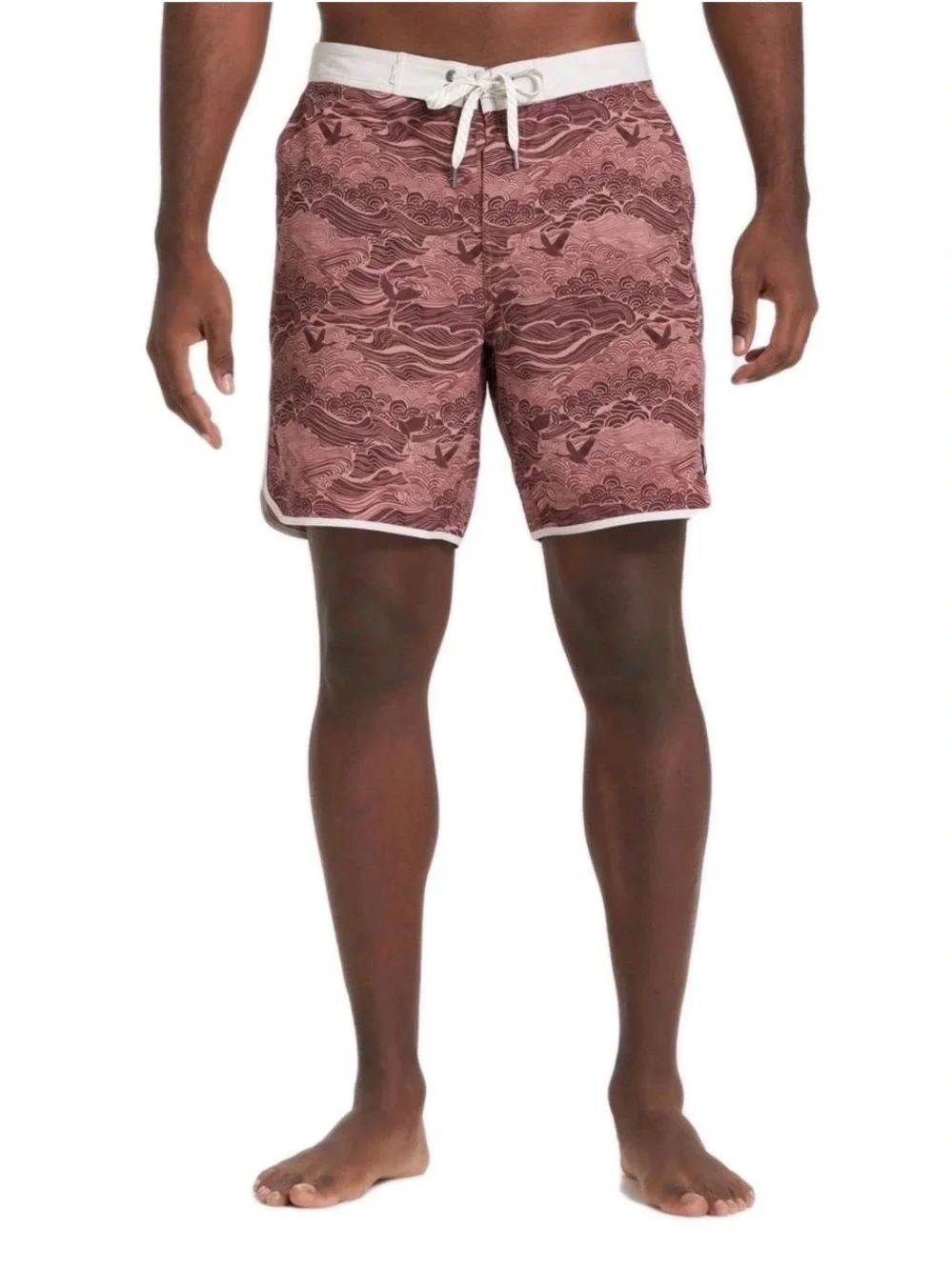Vuori Men’s Cruise Boardshort 7” Swim Shorts Red Ocean Print  Size 34 Athleisure